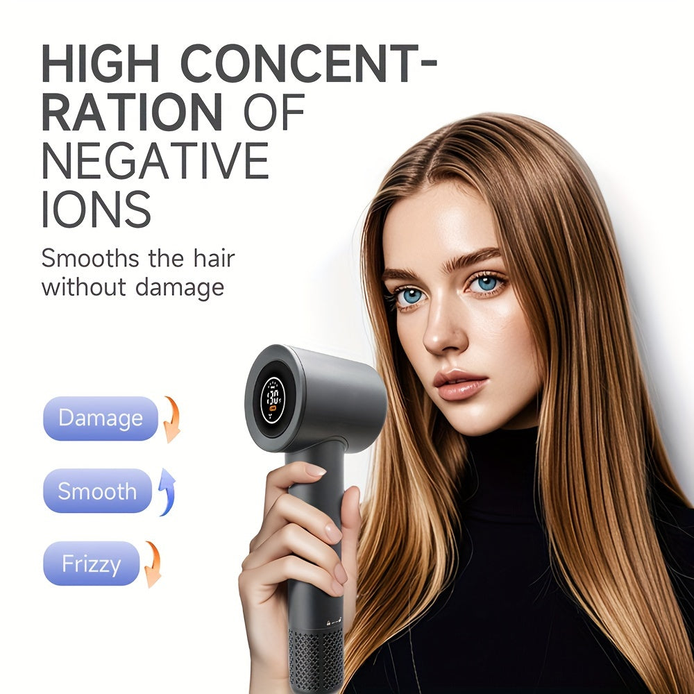 TEMU Hair Dryer, High Speed 110000rpm With Powerful Brushless Motor, 1600w, Led Display, 2 Speed-cold Settings, , Blow Dryer For Women, , , Gifts For