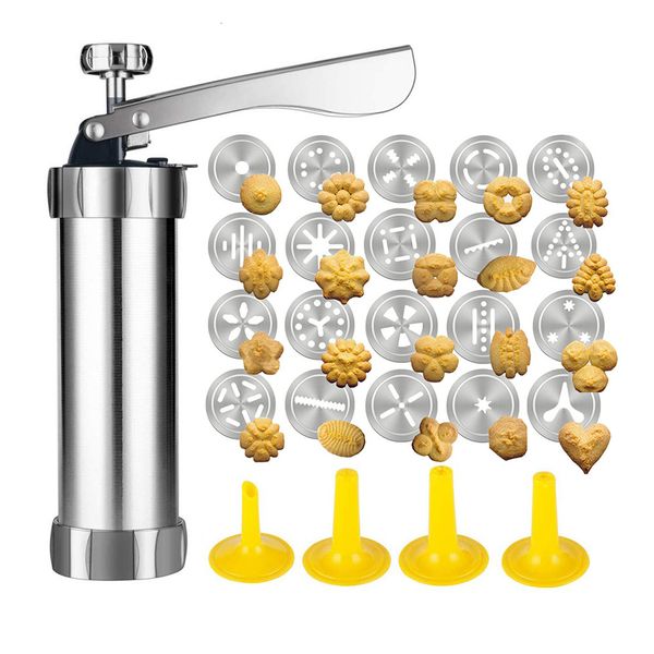 Baking Moulds 10 20pcs Cookie Press Machine Stainless Steel Biscuit Extruder Gun Kit Set DIY Maker Supplies 230919