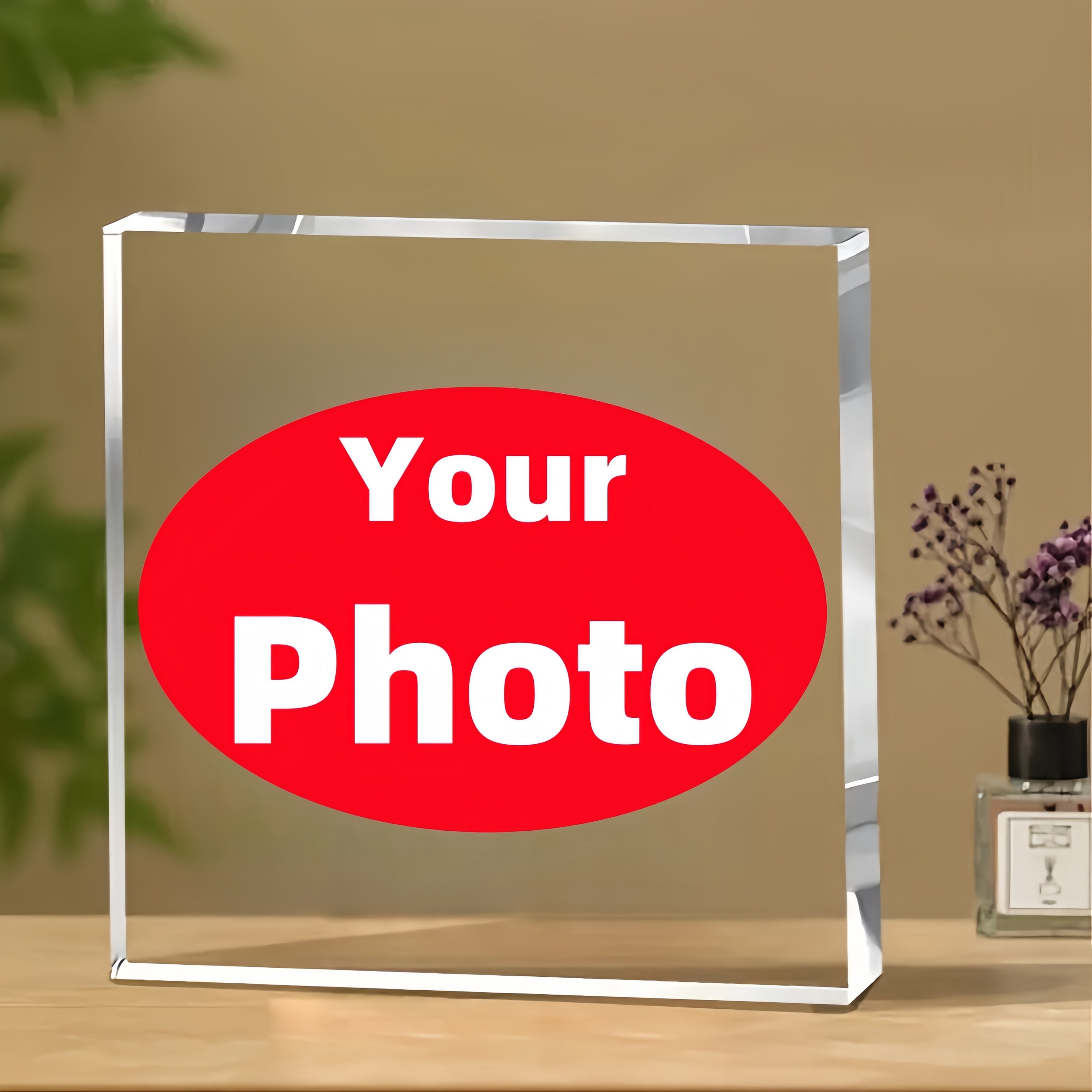 TEMU 2d Flat, 1pc 2d Flat Custom Desktop Logo Display, Photo Keepsake Acrylic Plaque - 10mm Thick Acrylic Sign For Home, Office, Or Gift For &
