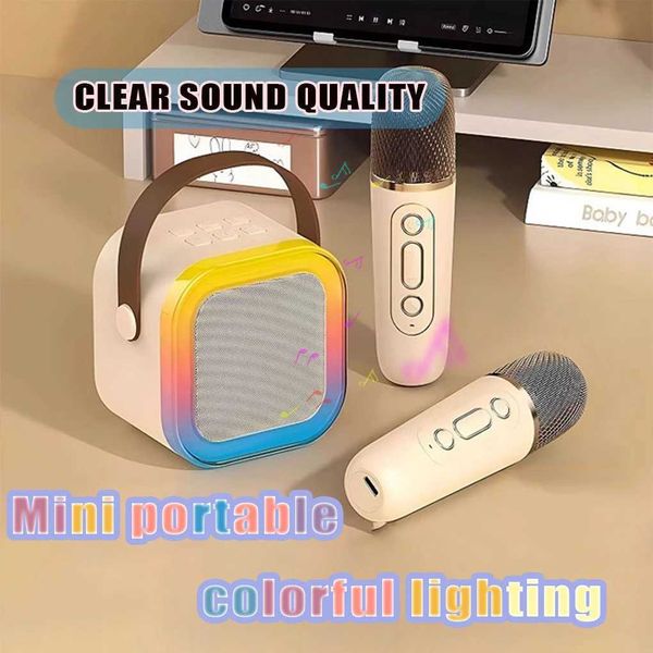 Loudspeaker box K12 KTV Karaoke Microphone Speaker Wireless Lecture Meeting Voice Box Mini Colorful Lights Audio Long Standby Z241028