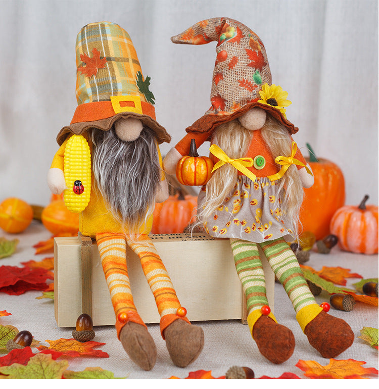 New Harvest Festival Thanksgiving fall decorations Faceless dolls Long legs gnomes goblin figurines