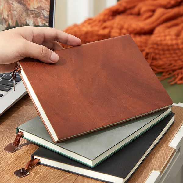 Soft Leather Notebook sub meeting minutes notepad business office with horizontal lines work journal simple student coursework book school p