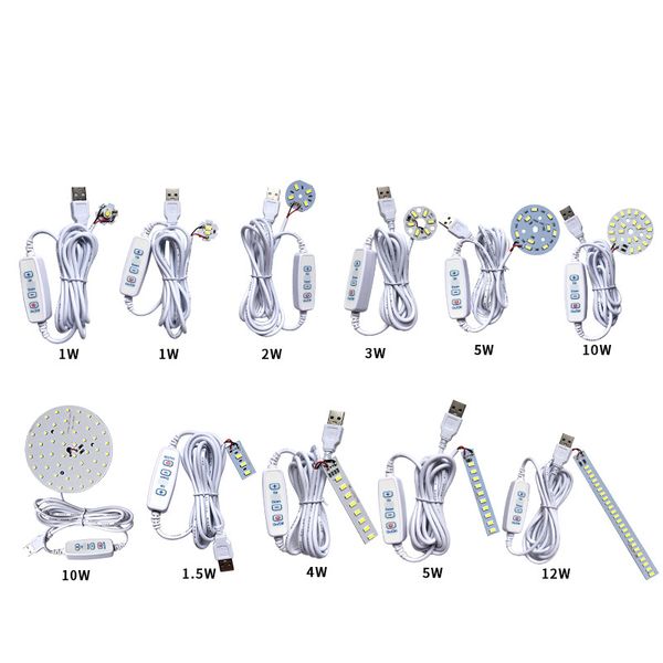 1PC DC 5V Dimmable LED Chips 5730 SMD LED Lamp DIY Light Adjustable LED Bulb USB Dimmer Learning Working Rechargeable Lamp