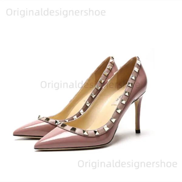 sandal Sandals Cork Stud Famous Brand Shoes Purple Dress High Heels For Women Shiny Leather Matte Zapatos Mujer Rojos Wide And Narrow Feet 2