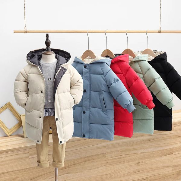 210Years Kids Down Long Outerwear Winter Clothes Teen Boys Girls Cotton Parka Coats Big Children Thicken Jackets 241126
