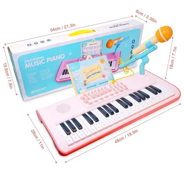 Children&#39;s Piano Keyboard Toy Girls - Pink Mini Piano Keyboard with Microphone, Suitable for Children, Toddler Electronic Education Begi