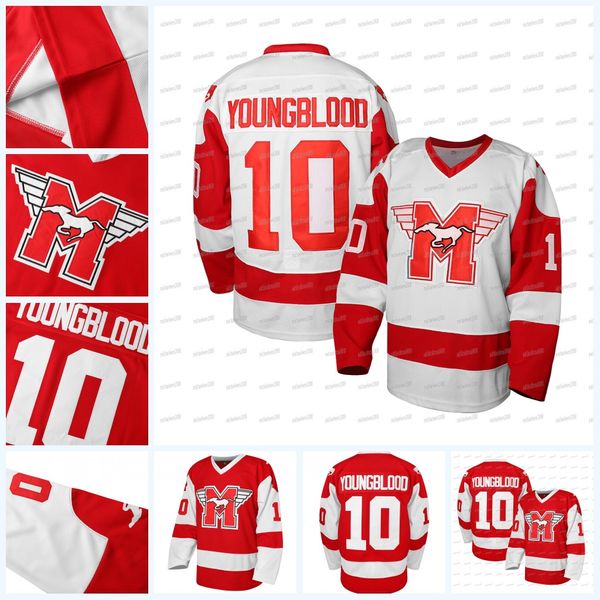 In Stock Men&#039;s 10 Youngblood Hockey Jeresy Red White Personalized Christmas Gift Vacation ICE Hockey Jeresys 100% Stitched Fast Shippin