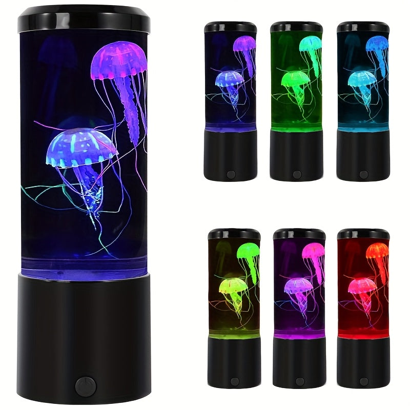 TEMU 8-inch Jellyfish Lamp Aquarium - Vibrant Led Lighting With 7 Changing Settings, Soft Night Light, Realistic Jellyfish Design With Lifelike
