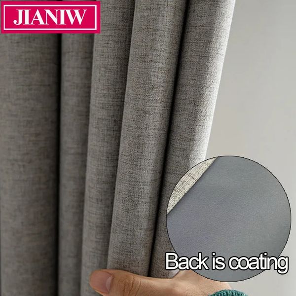 JIANIW artificial linen foam back black curtain heat insulation sound insulation shutter suitable for customized bedroom living room 240828