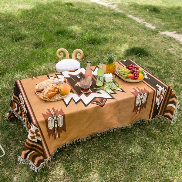 DH031 Light Luxurious Ethnic Printed Outerwear Tablemat Weather-Resistant Cotton Blend Textile