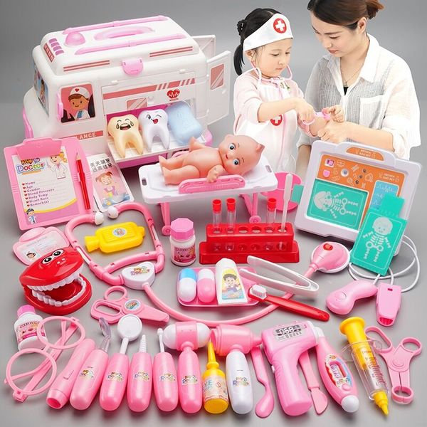 Other Toys 35-51pcs-Set Girls Role Doctor Game Medicine Simulation Dentist Treating Teeth Pretend Play Toy for Toddler Baby Kids 230213