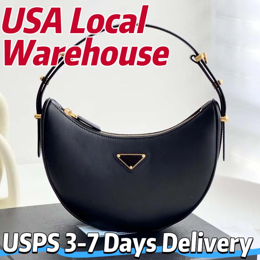Designer Bag Luxury Bag Black Shoulder Bags Moon Bag Triangle Nylon Purse Fashion Lady Cross-Body Bag Long Belt Straps Quality Leather Hardware Ligh