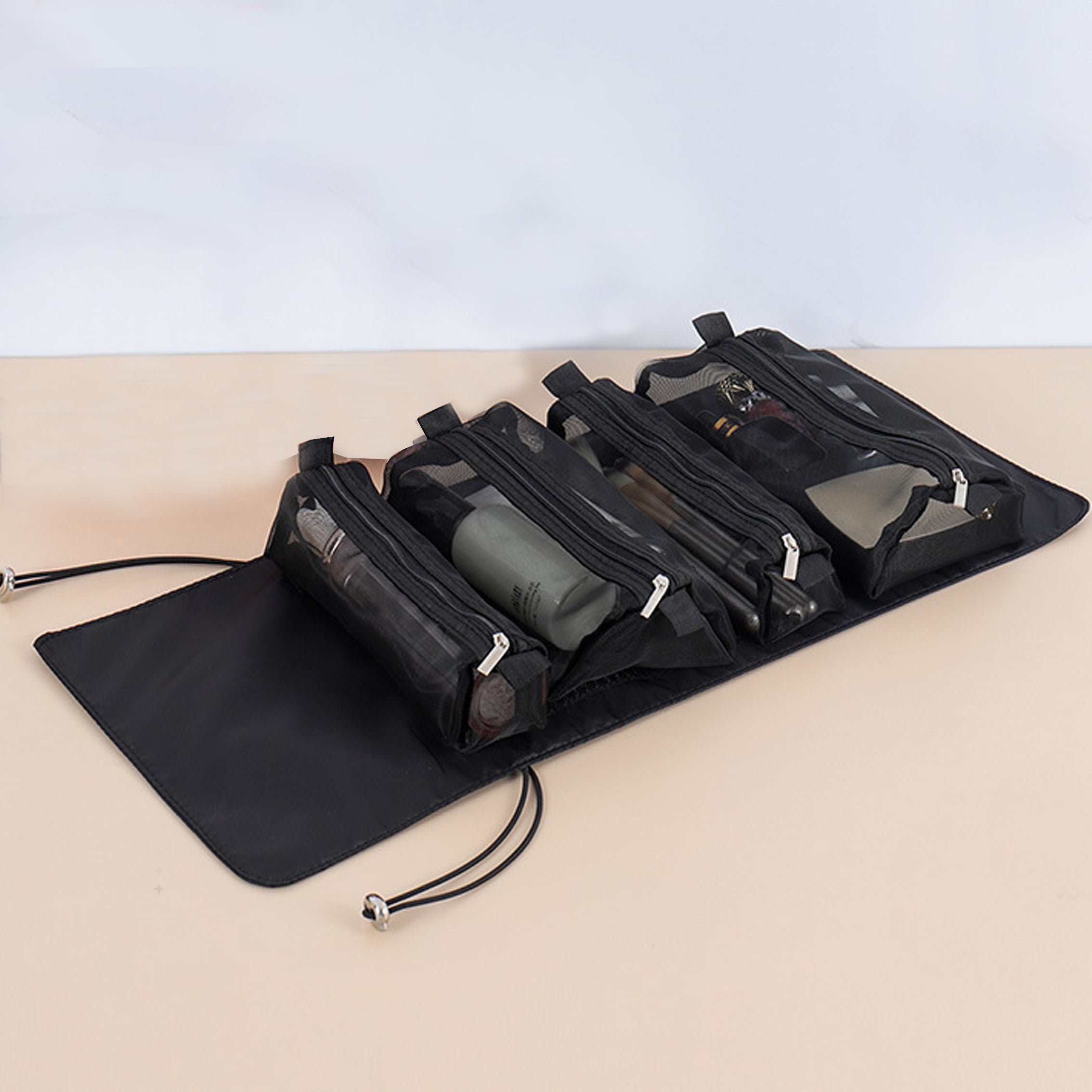 TEMU Cosmetic Bag Travel Organizer Women Mesh Make Up Box Bags Beautician Toiletry Makeup Brushes Lipstick Storage Beauty Case