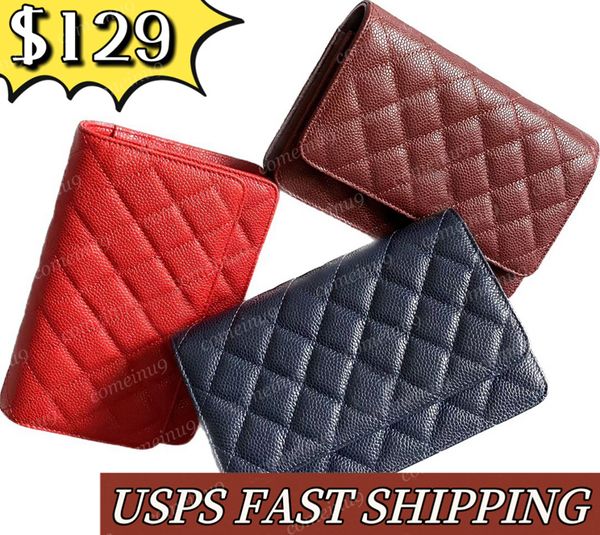 2025 Mirror Quality Classic Wallet On Chain Bags 19cm Mini Flap Quilted Bag Women&#039;s Genuine Leather Caviar Lambskin Crossbody Shoulder