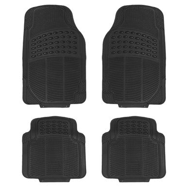 4-Piece Black PVC Car Floor Mats - Front & Rear
