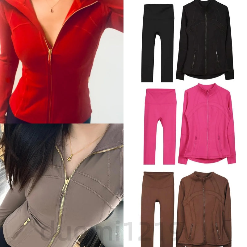 Women Yoga Pants Leggings Sports Pants Women Gold Zipper Activewear Slim Fit Zip Thumb Hole Running Workout Fitness Jackets good