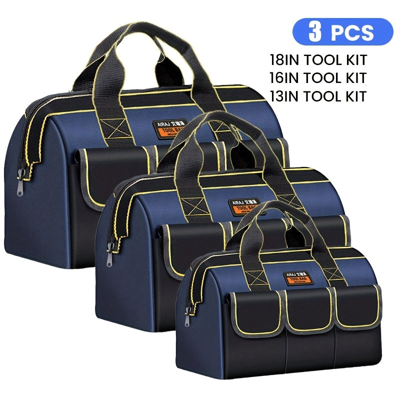TEMU 3pcs-6pcs Airaj Portable Tool Storage Bag, Durable Textile Material, Tool Tote Organizer, With Wide Mouth, Multiple Pockets, No , For Home