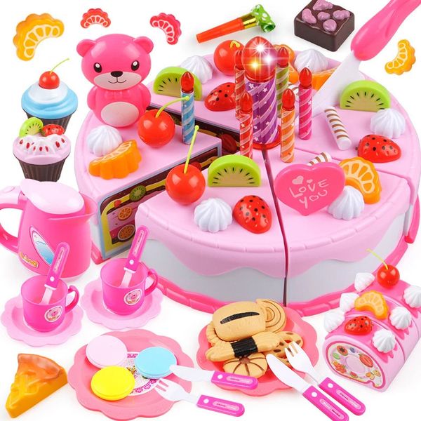 Girls Toys DIY Pretend Play Toy Simulation Food Birthday Cake Set Play House Kitchen Toys Gifts For Children Kids 240104