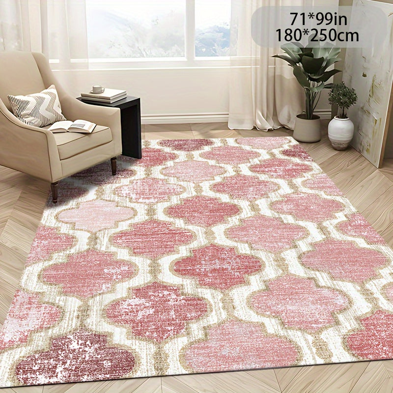 TEMU Cashmere Diamond Pink Simple Graphic Style Large Floor Mats Foldable Area Floor Mats Living Room Bedroom Soft Floor Mats Machine Washable