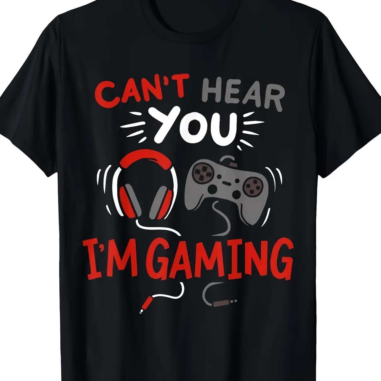TEMU Men's Gaming Graphic T-shirt - " You I'm Gaming" Slogan Tee - Loose Fit Breathable Cotton - Everyday & Outfit - Machine Washable Summer Apparel,