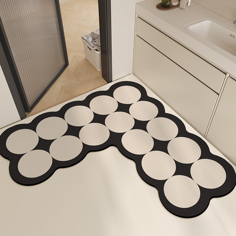 Cream Style Floor Mat Toilet Door Type Carpet Absorbent Non-slip Mat Wipeable Easy To Care Bathroom Floor Mat