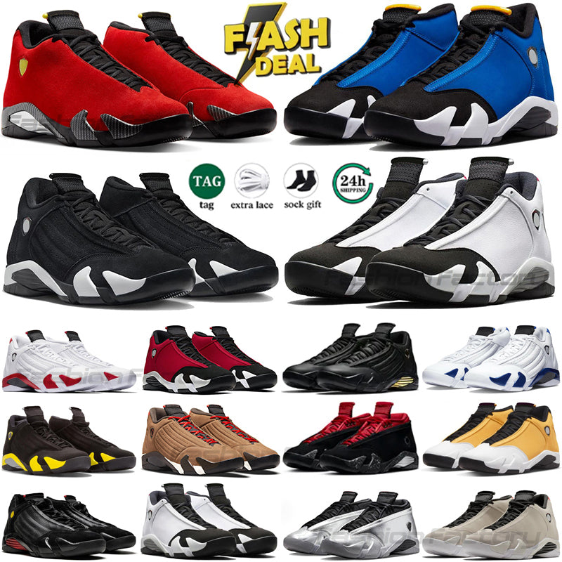 With Box 14 Basketball Shoes Flint Grey Black Toe 14s Gym Red Blue Desert sand Ginger Candy Cane Hyper Royal Mens Sports Sneaker Trainers size 40-47
