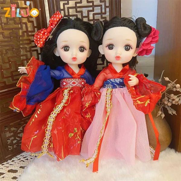 1-8 BJD Dolls for Chinese 16cm Festive Red Style Clothes Accessories Princess Dress Up Dolls for Girls Toys New Year GiftsCL240712