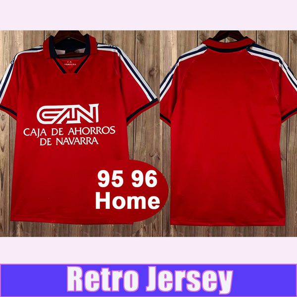 1995 1996 Osasuna Retro Mens Soccer Jerseys Home Red Vintage Football Shirts Short Sleeve Adult Uniforms