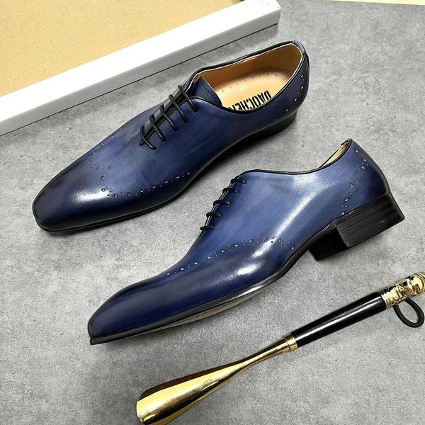 Dress Shoes Luxury mens tight corset lace shoelaces lace shoelaces mens clothing blue wedding dress business formal Oxford shoes Q241206