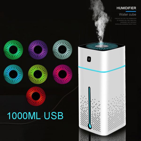 Humidifiers 1L Humidifier 7-color Night light Air Diffuser Super Air Filter Aromatherapy Cold Fog Manufacturing househol 230427