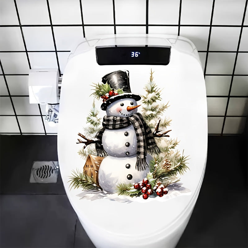 TEMU Christmas Snowman Beautiful Toilet Stickers, Toilet Tank Stickers, Home Wall Decoration Supplies, Toilet Stickers, Door Stickers, Decorations,