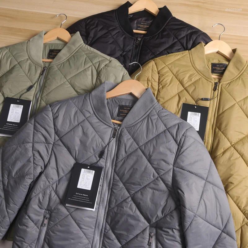 Men&#039;s Down Warmth And Sle: Cotton Jaet With Quilted Diamond Pattern Baseball Collar Lightweight Autumn Winter Outerwear