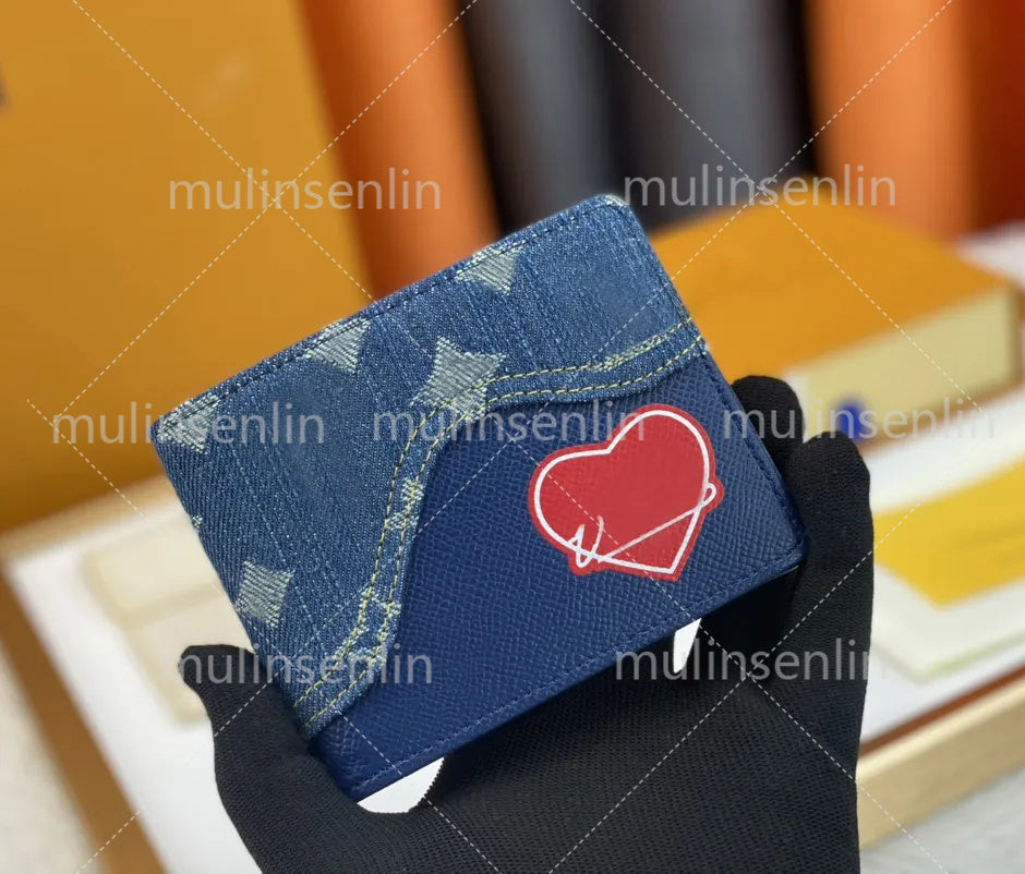 mens designer wallet luxurys drip short purses classic flower letter denim card holders high quality male billfold small clutch bag with original bo