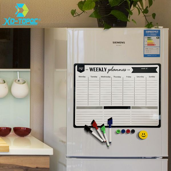 Whiteboards A3 Magnetic Weekly Monthly Planner Whiteboard Fridge Magnet Flexible Daily Message Drawing Refrigerator Bulletin White Board 230