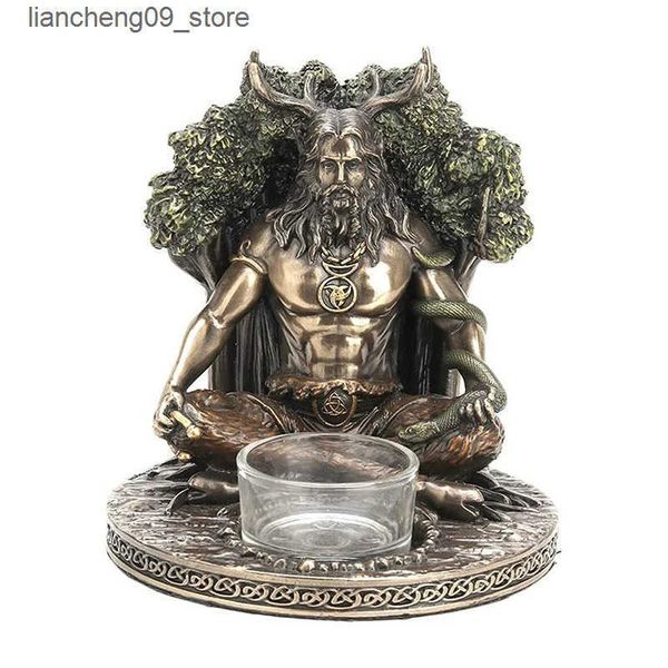 Decorative Objects Figurines Ancient Rome Cernunnos Sitting Statue Sculpture Celtic God Candles Holder Mythology Goddess Desktop Home Decor