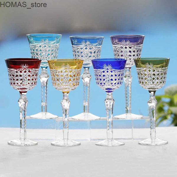 Wine Glasses Multi-color Crystal Glass Goblet Red Wine Glasses Edo kiriko High Value Party Grape Champagne Glass Cocktail Set Furniture Item