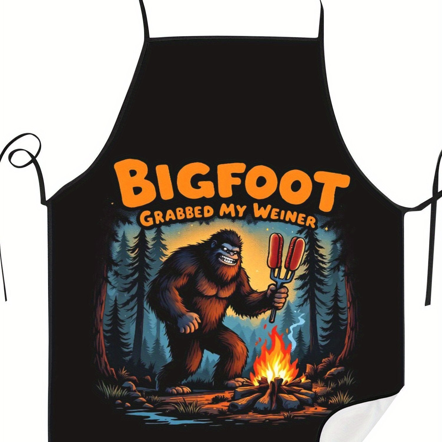 TEMU Biihudu My Weiner Apron - Retro Graphic Print, Durable Fabric, Adjustable Neck Strap For , Humorous Kitchen & Outdoor Cooking Apron, Funny Gift