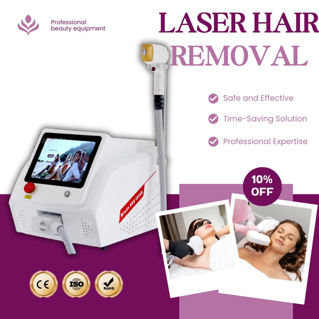 808nm Diode Laser Hair Removal Machine Painless Permanent Hair Removal Device Triple Wavelength Epilator For Beauty Salon Or Clinic Use