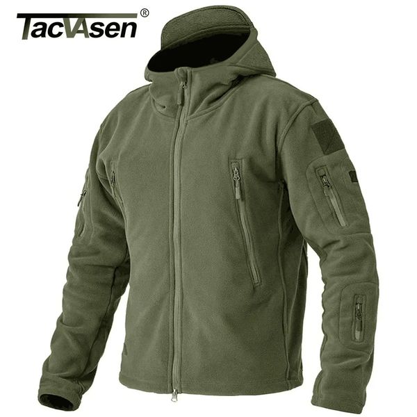 TACVASEN Winter Hooded Coats Mens Fleece Jackets Full Zip Up MultiPockets Fishing Hiking Climbing Outerwear Causal Parka Tops 241216