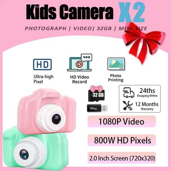 Toy Cameras X2 Childrens Mini Digital Camera Can Take Pictures Small SLR Toys Mini 1080P HD Camera Camcorder Childrens Camera GiftL4816