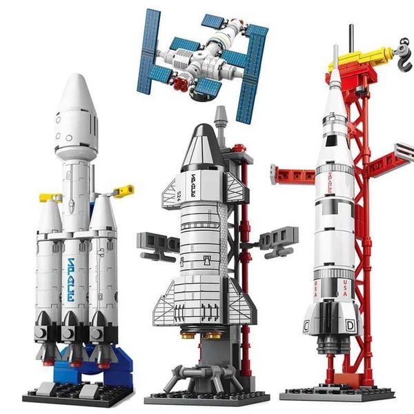 MOC Mini Aviation Manned Rocket Model Building Blocks Space Aerospace Station Bricks City Construction Toys for ChildrenC250212