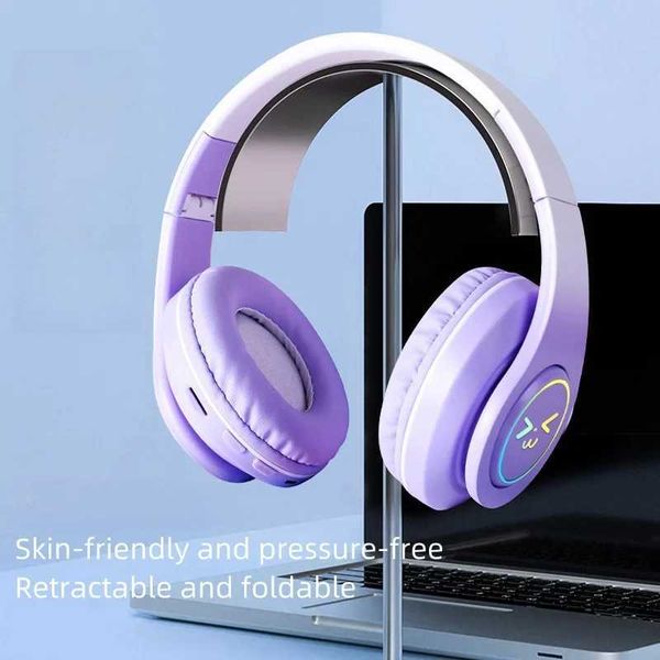 Wireless phones for Cputer RGB Glowing Face Noise Reduction Gaming set Gamer Girl Bass Sport Z241230