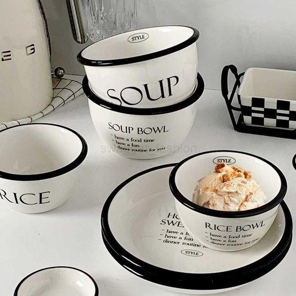 Ceramic Tableware Set Rice Bowl Breakfast Soup Bowl Dessert Dinnerware Tray Microwave Safe Kitchen Noodle Bowl Tableware SetB270723