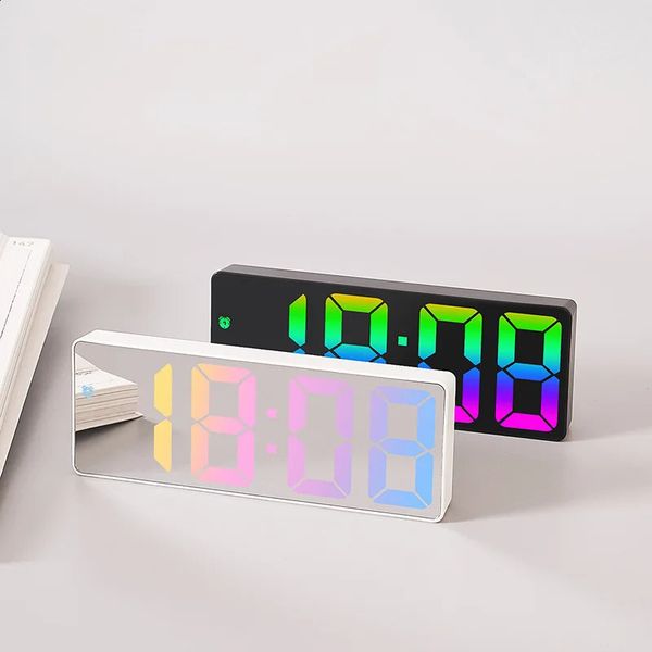 Voice Control Color Digital Alarm Clock TEMP Date Display Night Mode Snooze Table Clock Anti-disturb Function 12-24H LED Clock 250113