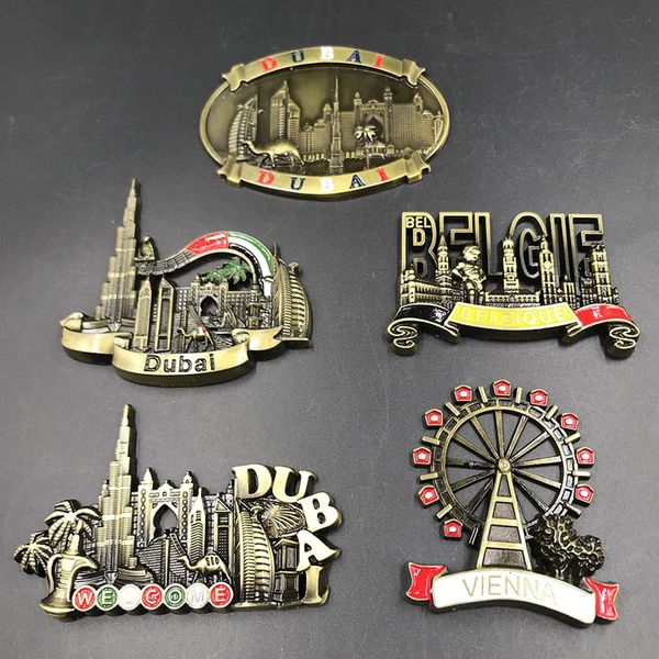 Fridge Magnets Dubai UAE Belgium Vienna refrigerator paste metal magnetic 3d landscape fridge magnets collection gifts home decoration 23072