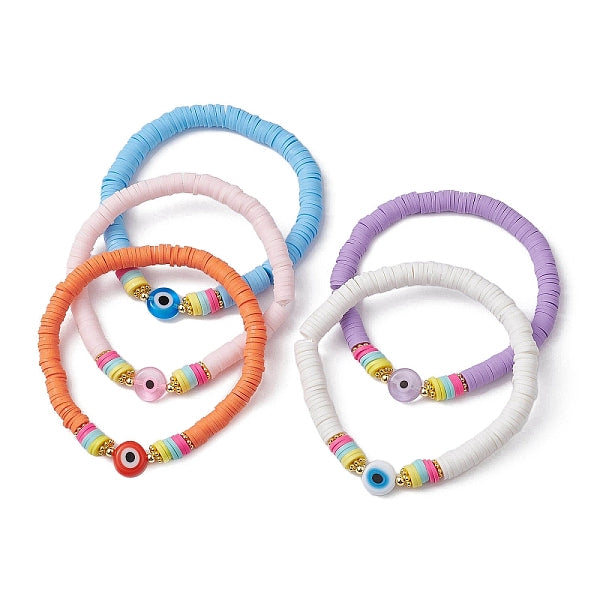 Polymer Clay Heishi Surfer Stretch Bracelet