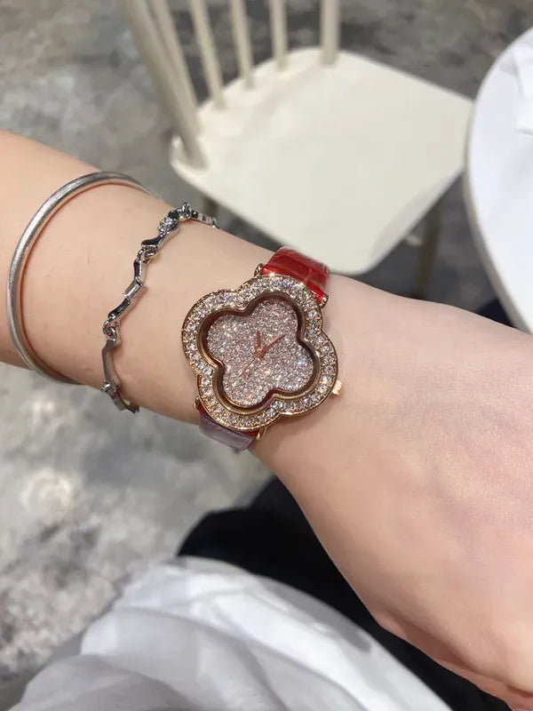 188 WristWatches for 2023 New Womens Watches Three stitches Quartz Watch Top Luxury Brand leather Belt diamond lady accessories Four-leaf clover sha