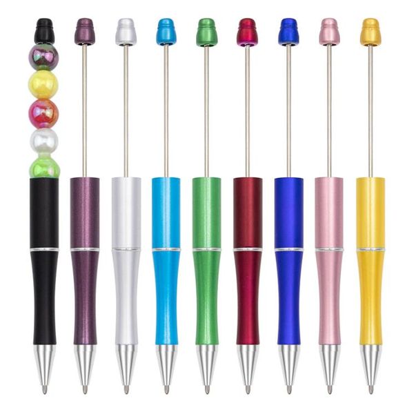 Fashion Customizable Add A Bead DIY Pen Ballpoint Pens Plastic Beaded Pens Students Office School Supplies Writing Tool SN4159