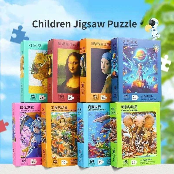 32*25cm 120 Pieces of Childrens Puzzle Early Learning Boxed Flat Paper Puzzle Toys Kindergarten Prizes Kids Present Z250117