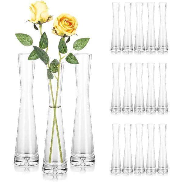 Glass flower bud vase set 18 pieces handmade modern transparent thin decorative single flower vase 241204